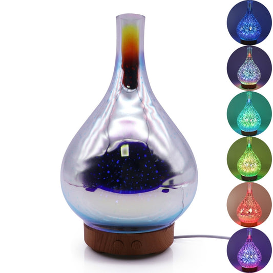 STB-XB10 3D Fireworks 7 Colors LED Night Light Air Humidifier Aroma Essential Oil Diffuser Mist Maker, Plug Type:US Plug(Light Wood Grain) - Home & Garden by buy2fix | Online Shopping UK | buy2fix