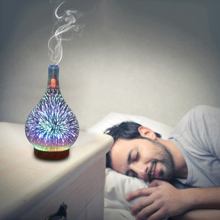 STB-XB10 3D Fireworks 7 Colors LED Night Light Air Humidifier Aroma Essential Oil Diffuser Mist Maker, Plug Type:US Plug(Light Wood Grain) - Home & Garden by buy2fix | Online Shopping UK | buy2fix