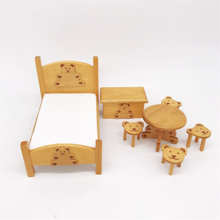 1:12 Mini Doll House Pocket Children Bedroom Small Bear Bed Set(Brown) - Pretend Play Toys by buy2fix | Online Shopping UK | buy2fix