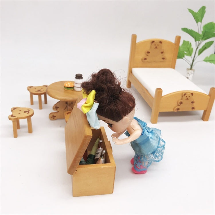 1:12 Mini Doll House Pocket Children Bedroom Small Bear Bed Set(Brown) - Pretend Play Toys by buy2fix | Online Shopping UK | buy2fix