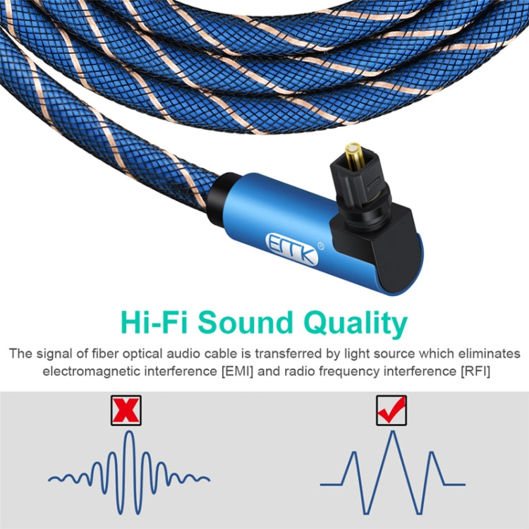 EMK 90 Degree Swivel Adjustable Right Angled 360 Degrees Rotatable Plug Nylon Woven Mesh Optical Audio Cable, Cable Length:10m(Blue) - Audio Optical Cables by EMK | Online Shopping UK | buy2fix