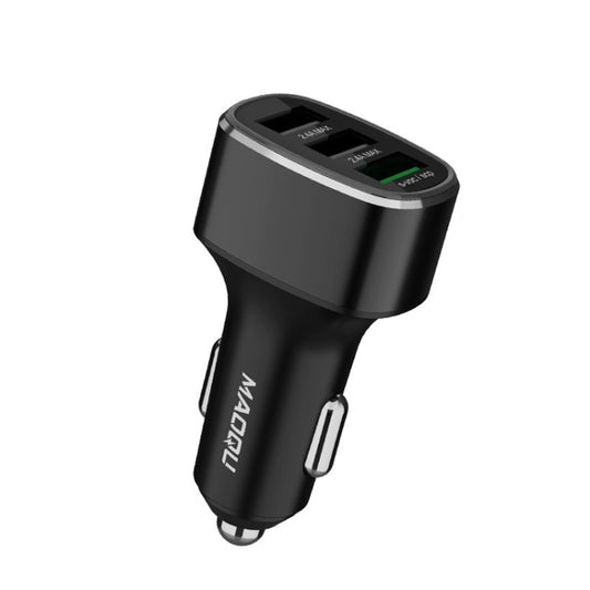 QIAKEY GT780 3 USB Ports Fast Charge Car Charger(Black) - In Car by QIAKEY | Online Shopping UK | buy2fix