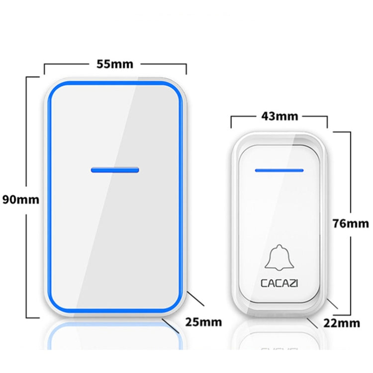 CACAZI A68-2 One to Two Wireless Remote Control Electronic Doorbell Home Smart Digital Wireless Doorbell, Style:US Plug(White) - Wireless Doorbell by CACAZI | Online Shopping UK | buy2fix