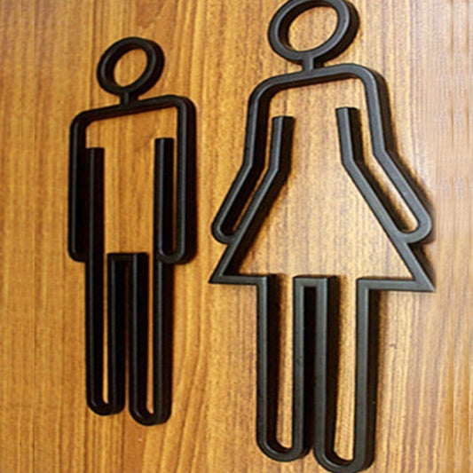 2 PCS Acrylic Toilet Symbol Adhesive Backed Bathroom Toilet Door Sign for Hotel(Black) - Home & Garden by buy2fix | Online Shopping UK | buy2fix