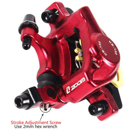 ZOOM HB100 Mountain Bike Hydraulic Brake Caliper Folding Bike Cable Pull Hydraulic Disc Brake Caliper, Style:Rear(Red) - Bicycle Brake Parts by Zoom | Online Shopping UK | buy2fix