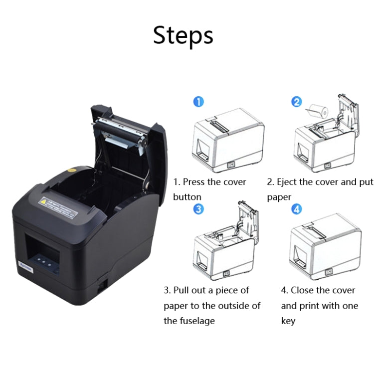 Xprinter XP-A160M Thermal Printer Catering Bill POS Cash Register Printer, Style:EU Plug(USB) - Consumer Electronics by Xprinter | Online Shopping UK | buy2fix