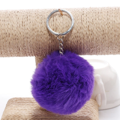 Simple Key Chain Fur Ball Pompon Keychain Pompom Artificial Rabbit Fur Animal Keychains for Woman Car Bag Key Rings(purple) - Key Rings by buy2fix | Online Shopping UK | buy2fix