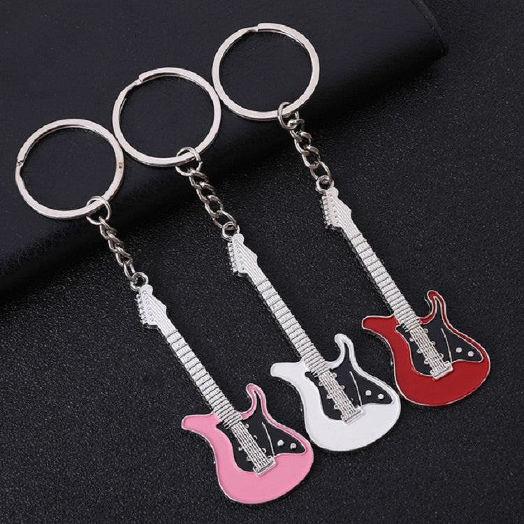 2 PCS Creative Guitar Keychain Metal Musical Instrument Pendant(White) - Key Rings by buy2fix | Online Shopping UK | buy2fix