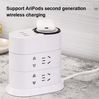 Mobile Phone Wireless Charging Socket Creative Smart USB Power Strip Multi-Function Desktop Vertical Power Strip, CN Plug, Specification: 3 Meters, Style:2 Layer(Black) - Consumer Electronics by buy2fix | Online Shopping UK | buy2fix