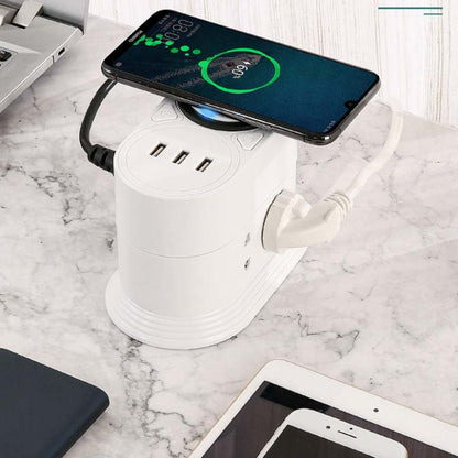 Mobile Phone Wireless Charging Socket Creative Smart USB Power Strip Multi-Function Desktop Vertical Power Strip, CN Plug, Specification: 5 Meters, Style:3 Layer(White) - Consumer Electronics by buy2fix | Online Shopping UK | buy2fix