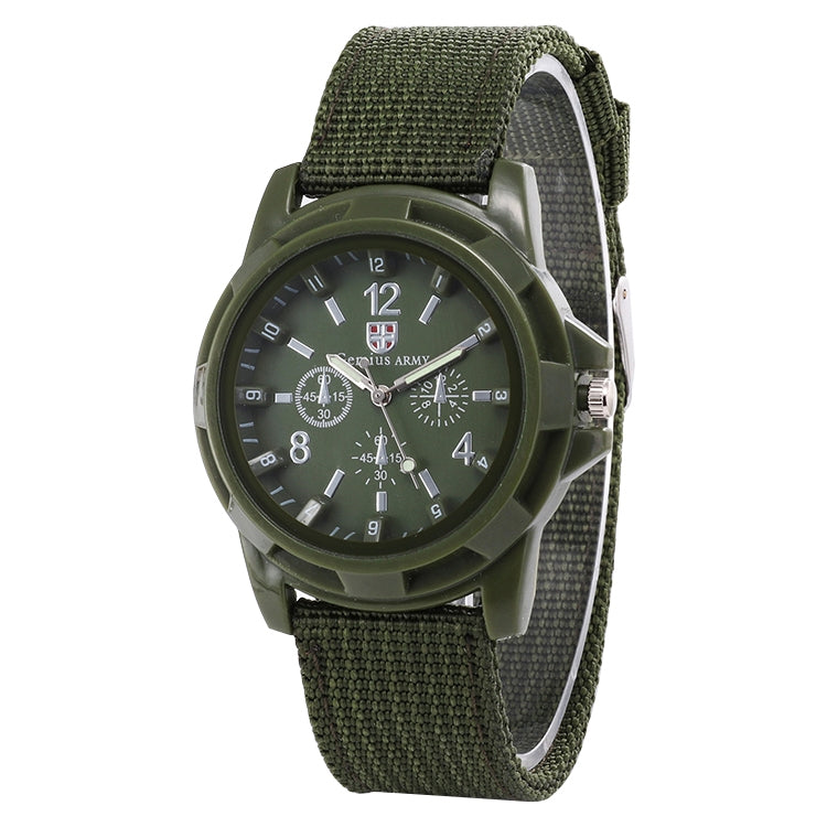 055 Men Canvas Strap Luminous Watch(Green) - Nylon Strap Watches by buy2fix | Online Shopping UK | buy2fix