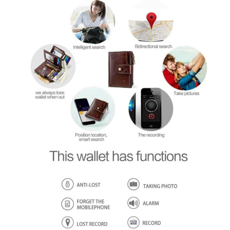 Men Leather Wallet Smart Bluetooth Antimagnetic RFID Anti-Lost Anti-Theft Multi-Function Coin Purse - Antimagnetic RFID Package by buy2fix | Online Shopping UK | buy2fix