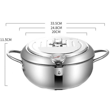 201 Stainless Steel Fryer Pot Household Temperature-controlled Multifunctional Thickening Pot, Size:24cm - Home & Garden by buy2fix | Online Shopping UK | buy2fix