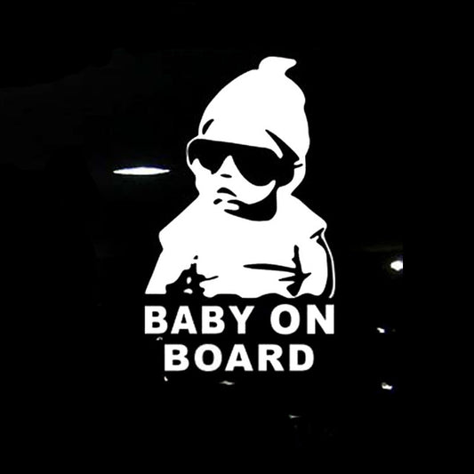 20pcs 14*9CM BABY ON BOARD Cool Rear Reflective Sunglasses Child Car Stickers Warning Decals(Silver) - Decorative Sticker by buy2fix | Online Shopping UK | buy2fix