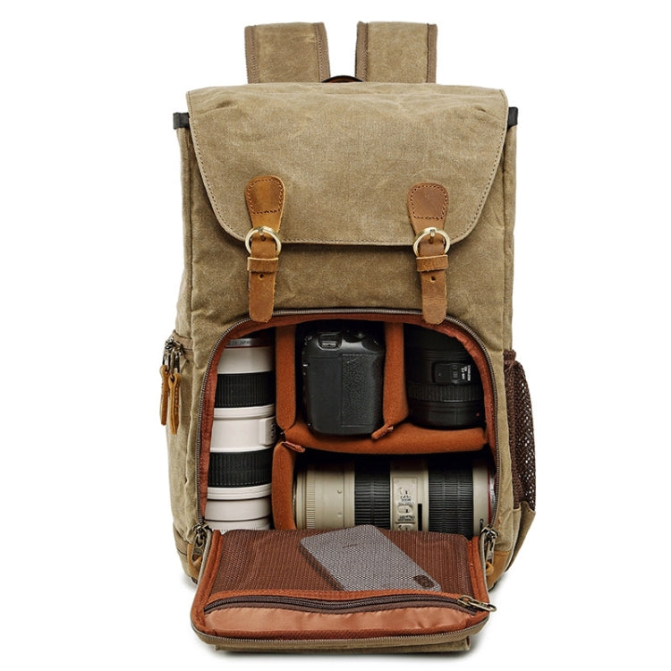 Batik Canvas Waterproof Photography Bag Outdoor Wear-resistant Large Camera Photo Backpack Men for Nikon / Canon / Sony / Fujifilm(Army Green) - Camera Accessories by buy2fix | Online Shopping UK | buy2fix