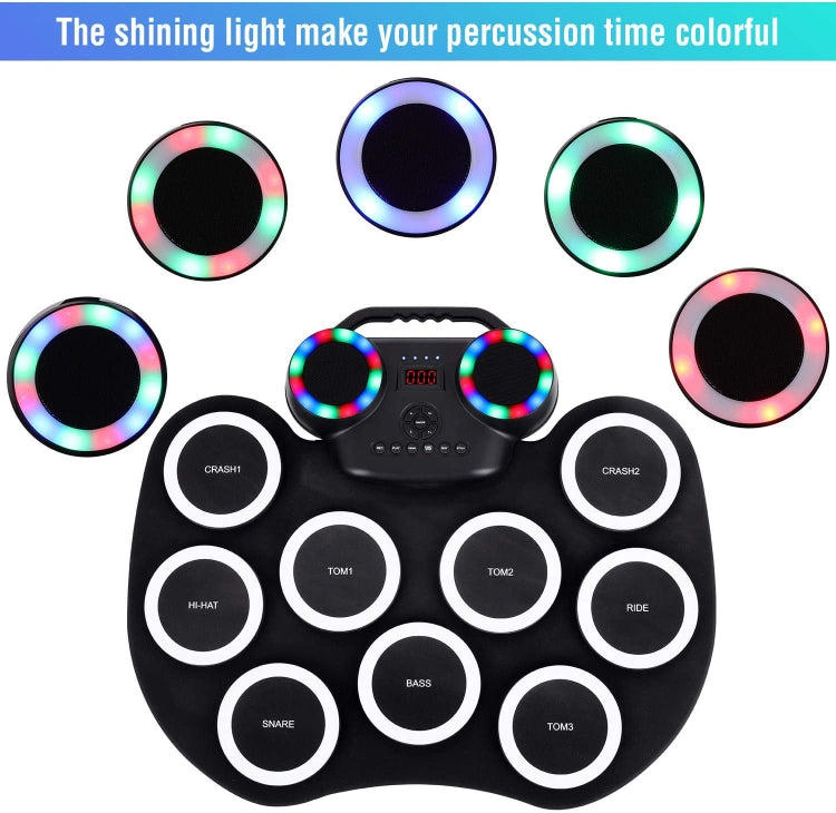 Portable Hand Roll Electronic Drum Flashing Light Bluetooth Drum(Icon Version + Black White) - Percussion Instruments by buy2fix | Online Shopping UK | buy2fix