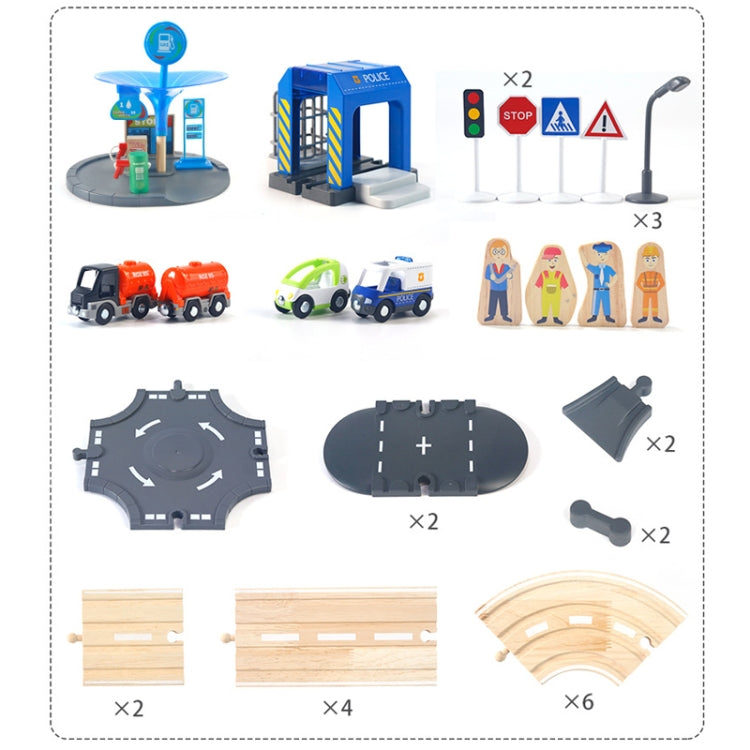 Multifunctional Wooden Police Station Road Track Set Baby Assembling Building Blocks Educational Early Education Toys - Building Blocks by buy2fix | Online Shopping UK | buy2fix