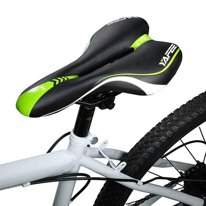 YAFEE YF-1034-3 Soft Mountain Bike Seat Mountain Bike Hollow Breathable Saddle Seat Cushion Bicycle Seat(Black Green) - Bicycle Saddle by YAFEE | Online Shopping UK | buy2fix