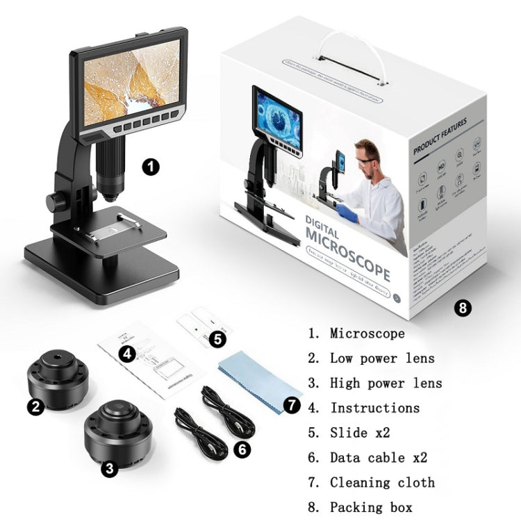 2000X 7 Inch Microbial Cell Observation Microscope Electronic Digital Magnifying Glass - Digital Microscope by buy2fix | Online Shopping UK | buy2fix