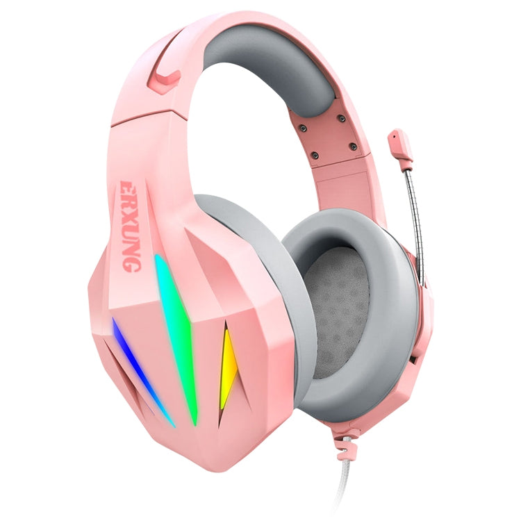 ERXUNG J5 Head-Mounted Gaming Headset Wire-Controlled Desktop Computer Gaming With Microphone  Luminous Headset(Pink) - Multimedia Headset by buy2fix | Online Shopping UK | buy2fix