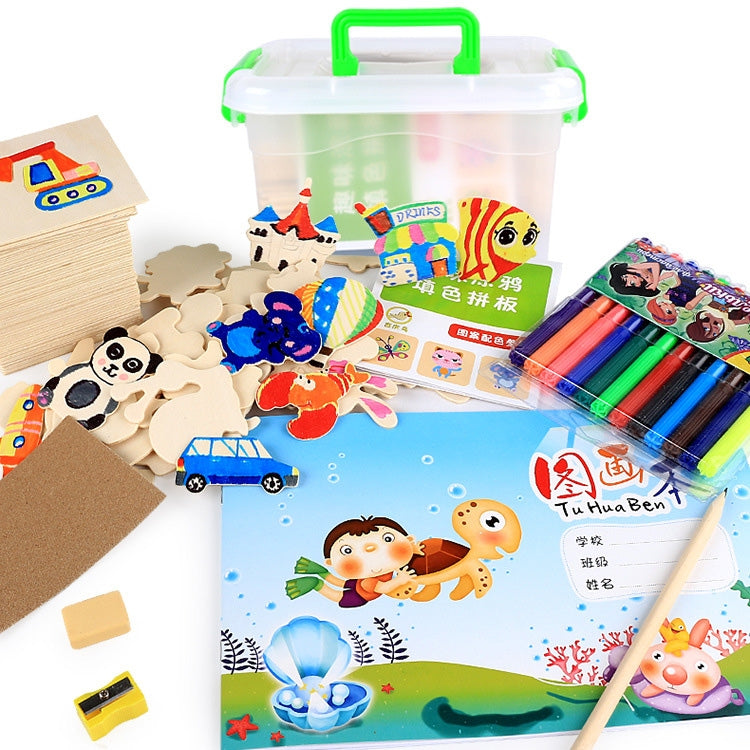 Wooden Painting Template Toy Kit Baby Graffiti Learning Drawing Tools - Drawing Toys by buy2fix | Online Shopping UK | buy2fix