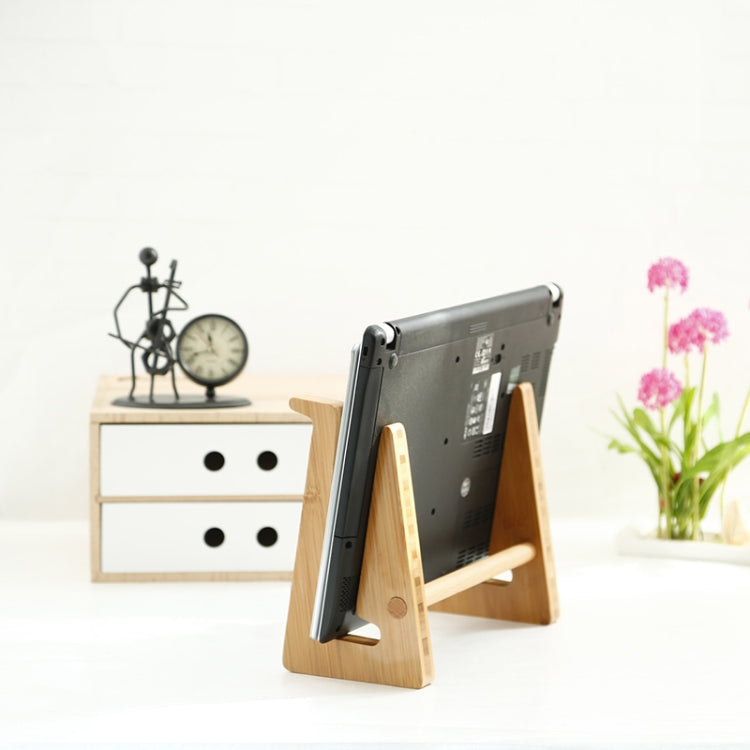 Large Bamboo Wood Computer Cooling Bracket Beech Wood Tablet Desktop Storage Rack - Computer & Networking by buy2fix | Online Shopping UK | buy2fix