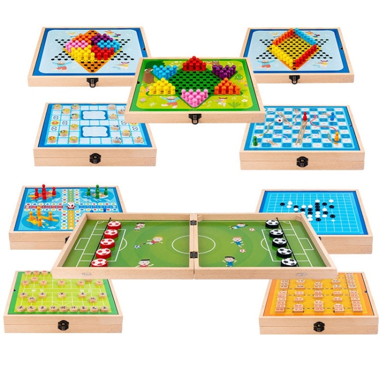 10 In 1 Beech Multi-Function Game Chess Two-Person Battle Parent-Child Interaction Ejection Chess - Table Games by buy2fix | Online Shopping UK | buy2fix