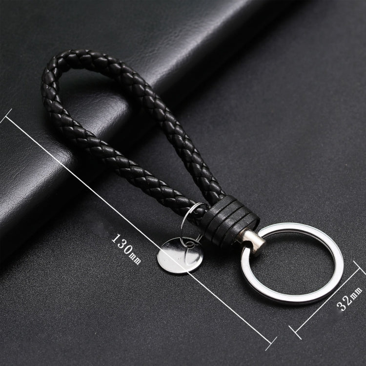 100 PCS Woven Leather Cord Keychain Car Pendant Leather Key Ring Baotou With Small Round Piece(White) - Key Rings by buy2fix | Online Shopping UK | buy2fix