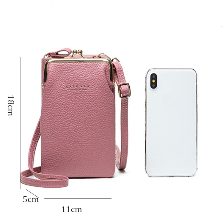 H2107 Ladies Mobile Phone Bag Shoulder Messenger Bag Pebbled Zipper Wallet(Shallow Purple) - Home & Garden by buy2fix | Online Shopping UK | buy2fix