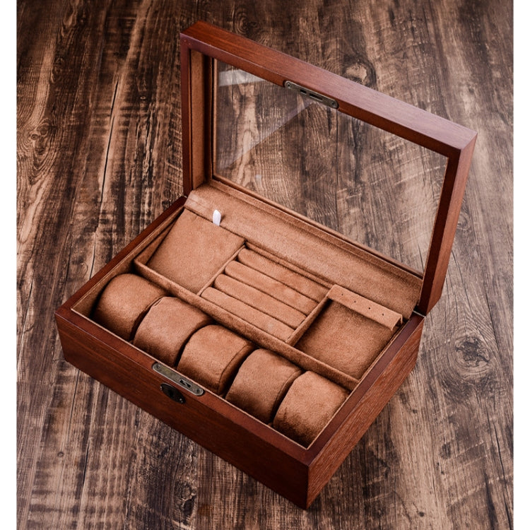 Wooden Watch Storage Box Jewelry Double-Layer Storage Display Box With Lock - Watch Storages by buy2fix | Online Shopping UK | buy2fix