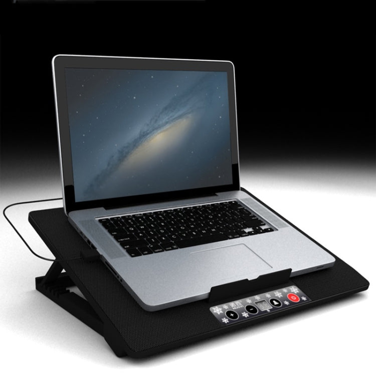 NUOXI M8 Laptop Radiator Multi-Angle Adjustment Six Fan Touch Screen Button Bracket(Black) - Computer & Networking by NUOXI | Online Shopping UK | buy2fix