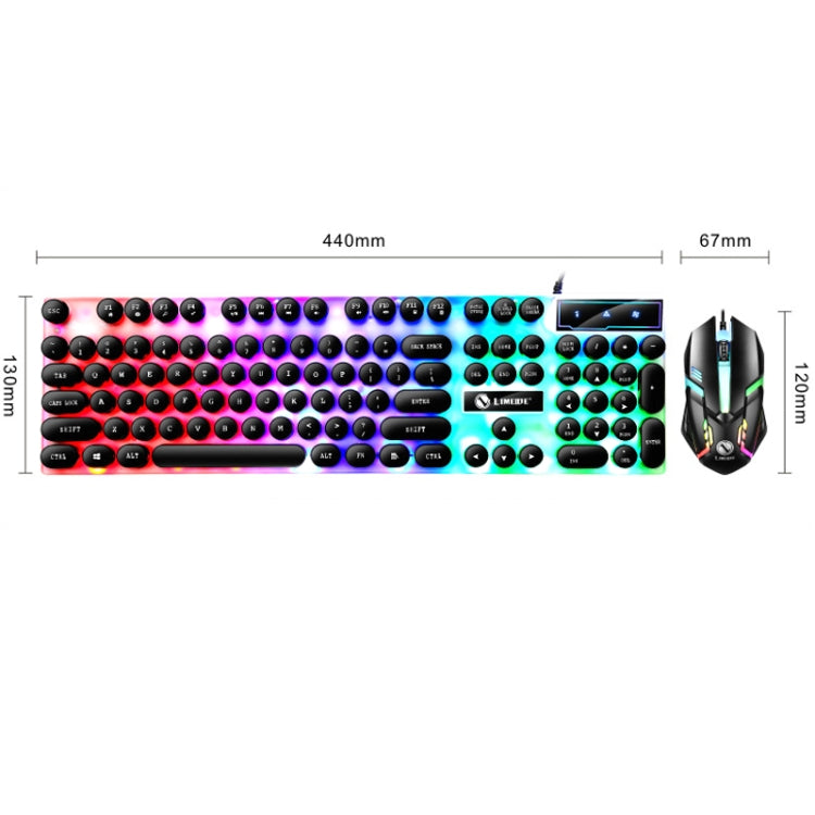 LIMEIDE GTX300 104 Keys Retro Round Key Cap USB Wired Mouse Keyboard, Cable Length: 1.4m, Colour: Punk Set Black - Wired Keyboard by LIMEIDE | Online Shopping UK | buy2fix