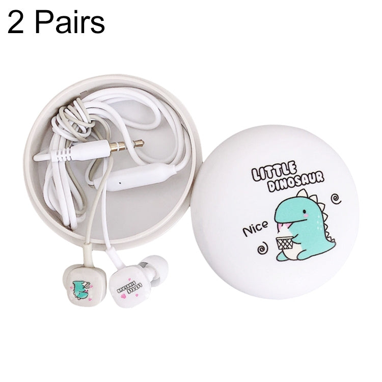 2 Pairs Cartoon Pattern Heavy Bass In-Ear Headphones Universal Wired Headphones with Microphone(White) - In Ear Wired Earphone by buy2fix | Online Shopping UK | buy2fix