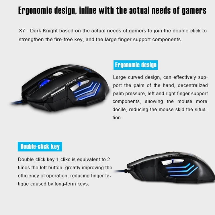 IMICE X7 2400 DPI 7-Key Wired Gaming Mouse with Colorful Breathing Light, Cable Length: 1.8m(Skin Black E-commerce Version) - Wired Mice by IMICE | Online Shopping UK | buy2fix