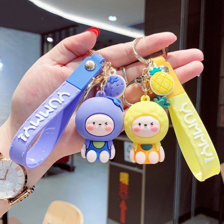 5 PCS Cartoon Animal Fruit Soft Rubber Doll Keychain School Bag Pendant(Pineapple) - Key Rings by buy2fix | Online Shopping UK | buy2fix