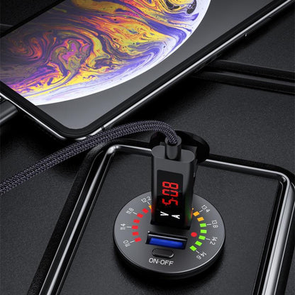 Car Motorcycle Ship Modified With Colorful Screen Display USB Dual QC3.0 Fast Charge Car Charger, Model: P20-C With Terminal - In Car by buy2fix | Online Shopping UK | buy2fix