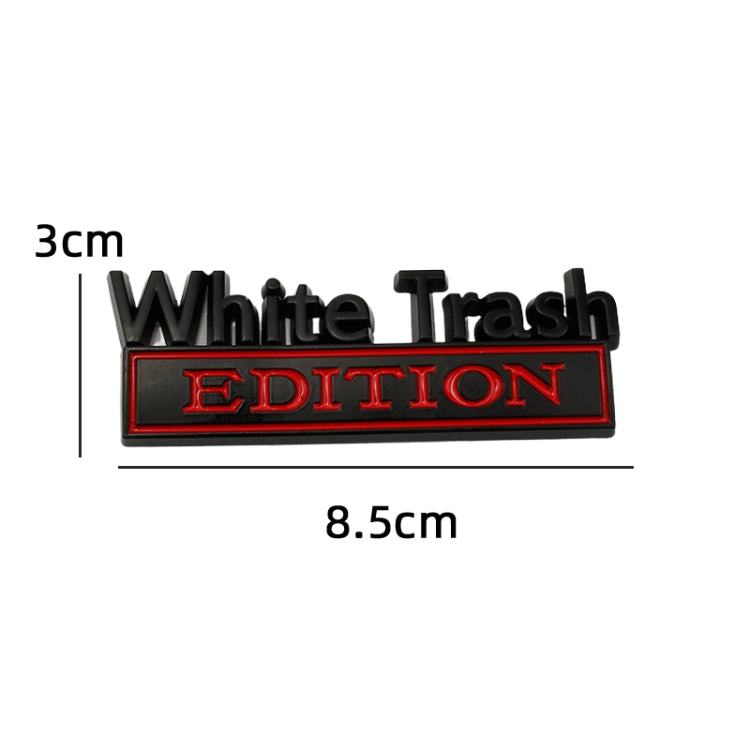 2 PCS Car Metal Modification Standard White Trash Edition Car Label Stickers(Black Red) - Decorative Sticker by buy2fix | Online Shopping UK | buy2fix