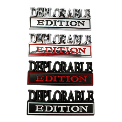 2 PCS Car Modified Metal Car Standard DEPLORABLE Edition Car Stickers(Black Red) - Decorative Sticker by buy2fix | Online Shopping UK | buy2fix