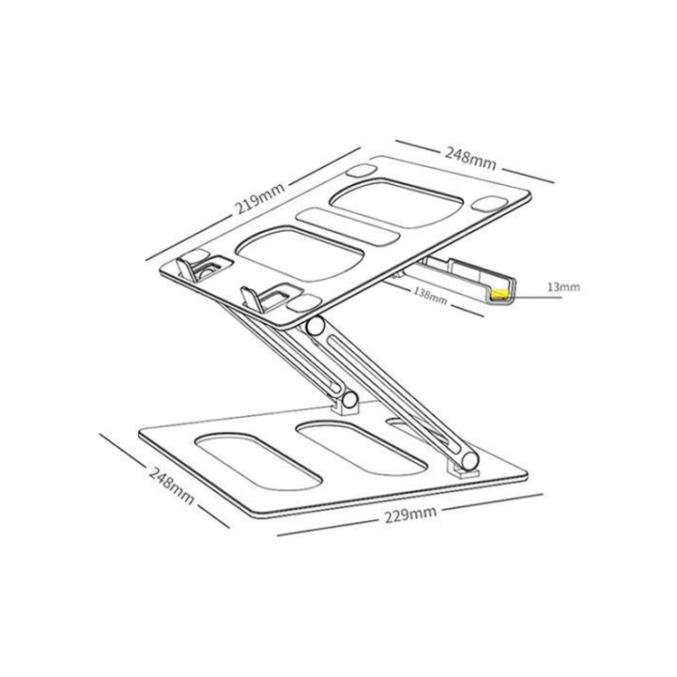 Oatsbasf Z08 Metal Notebook Support Adjustable Desktop Increase Notebook Stand(Gray) - Laptop Stand by Oatsbasf | Online Shopping UK | buy2fix