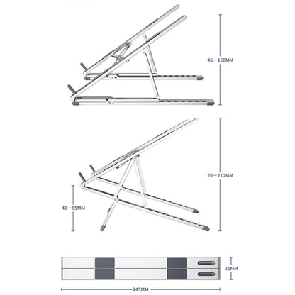 Oatsbasf Z02 Laptop Increasing Cooling Bracket Aluminum Alloy Desktop Adjustable Bracket(Gray) - Laptop Stand by Oatsbasf | Online Shopping UK | buy2fix