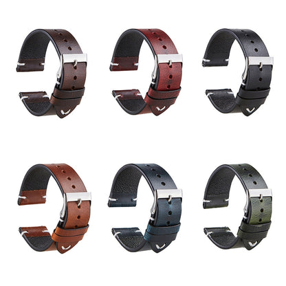 HB001 Color-Changing Retro Oil Wax Leather Universal Watch Band, Size: 20mm(Deep Brown) - 20mm Bands by buy2fix | Online Shopping UK | buy2fix