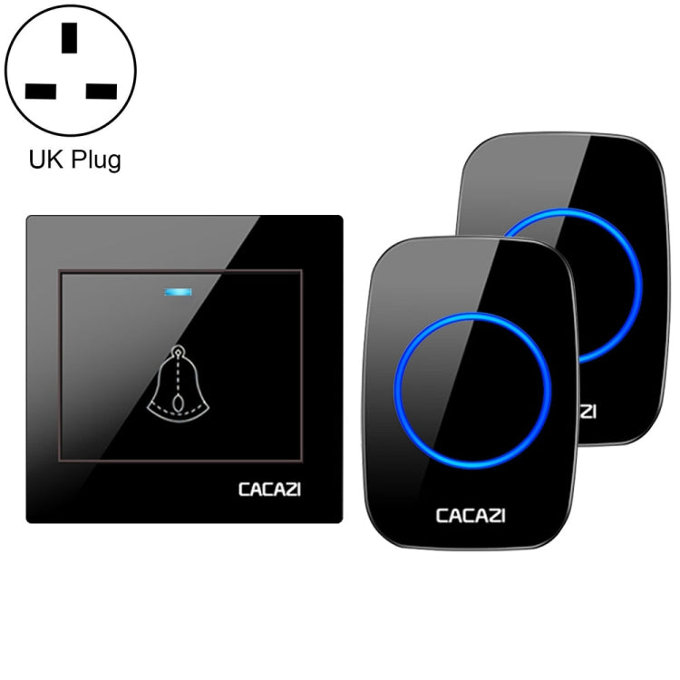 CACAZI H10 1 For 2 Home Wireless Music Doorbell without Battery, Plug:UK Plug(Black) - Security by CACAZI | Online Shopping UK | buy2fix