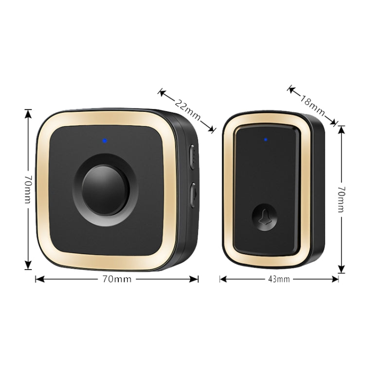 CACAZI A58 1 For 1 Smart Wireless Doorbell without Battery, Plug:US Plug(Black Gold) - Wireless Doorbell by CACAZI | Online Shopping UK | buy2fix