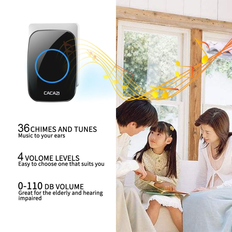 CACAZI H10 1 For 1 Wireless Smart Doorbell without Battery, Plug:EU Plug(Black) - Wireless Doorbell by CACAZI | Online Shopping UK | buy2fix