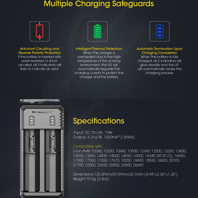 NITECORE Dual Slot Smart Charger(UI2) - Charger & Converter by NITECORE | Online Shopping UK | buy2fix