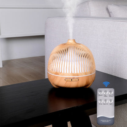 Bird Cage Wood Graphic Aromatherapy Machine Ultrasonic Smart Home Colorful Night Light Hollow Humidifier, Product specifications: AU Plug(Light Wood Pattern) - Home & Garden by buy2fix | Online Shopping UK | buy2fix