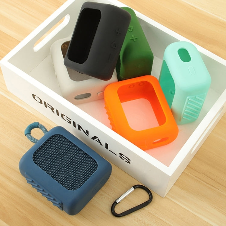 For JBL GO3 Bluetooth Speaker Silicone Cover Portable Protective Case with Carabiner(Mint Green) - Protective Case by buy2fix | Online Shopping UK | buy2fix