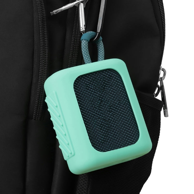 For JBL GO3 Bluetooth Speaker Silicone Cover Portable Protective Case with Carabiner(Mint Green) - Protective Case by buy2fix | Online Shopping UK | buy2fix