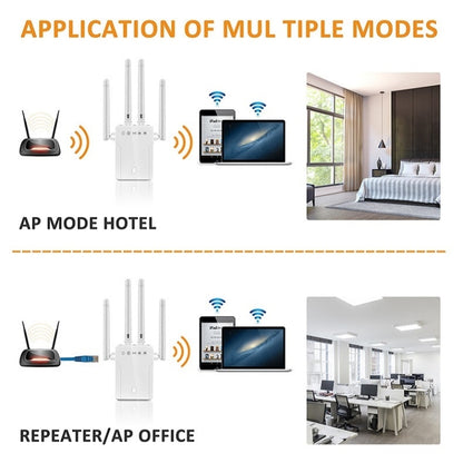 M-95B 300M Repeater WiFi Booster Wireless Signal Expansion Amplifier(Black - UK Plug) - Broadband Amplifiers by buy2fix | Online Shopping UK | buy2fix