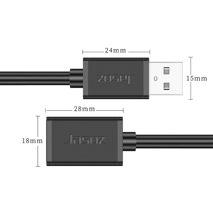 3 PCS Jasoz USB Male to Female Oxygen-Free Copper Core Extension Data Cable, Colour: Black 8m - USB Cable by buy2fix | Online Shopping UK | buy2fix